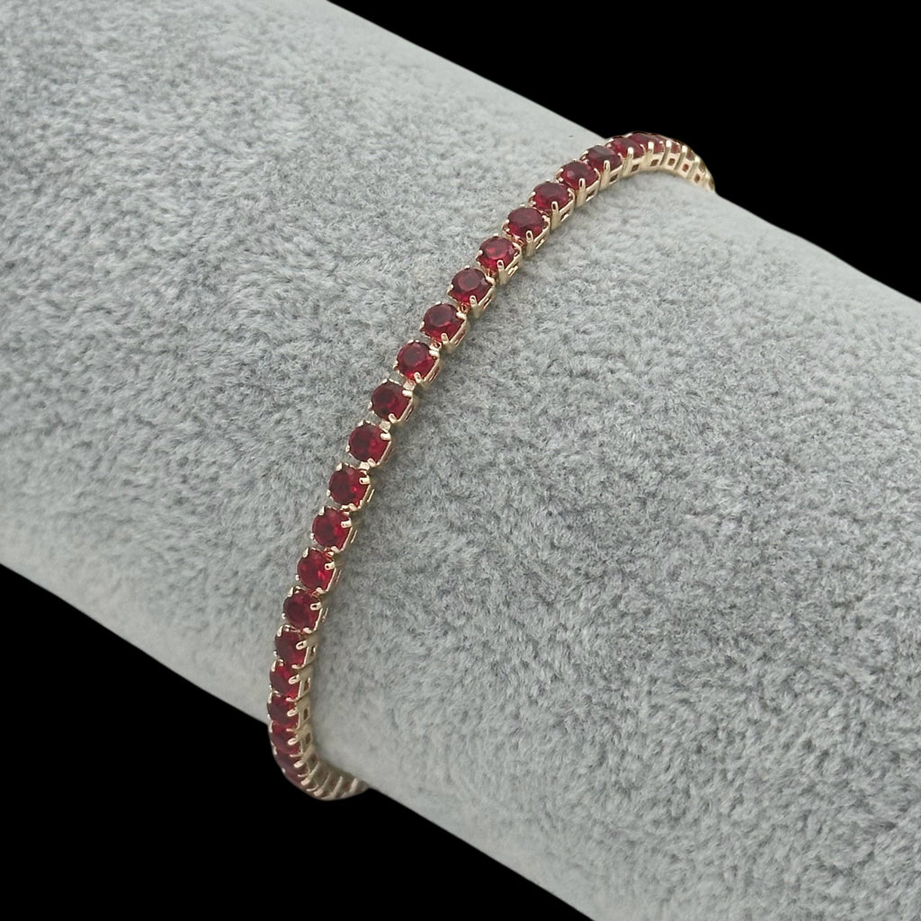 Brățară Tennis 3mm Red Placată cu Aur 18K