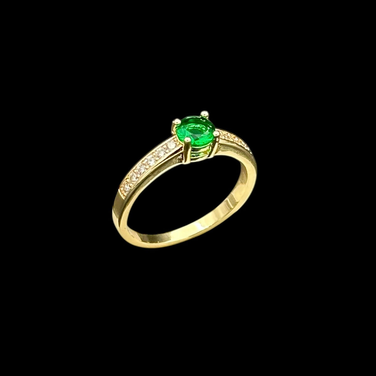Inel Promise Green Placat cu Aur 18K