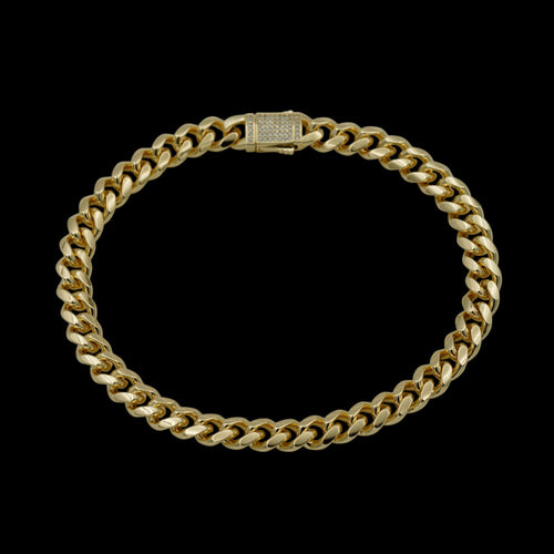 Bratara de picior Cuban 8mm Placata cu Aur 18K