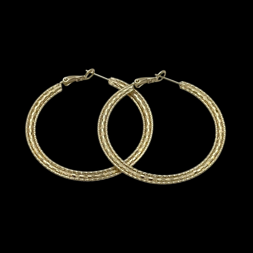 Cercei Circle Texture Placati cu Aur 18K