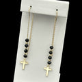 Cercei Onyx Cross Placați cu Aur 18K