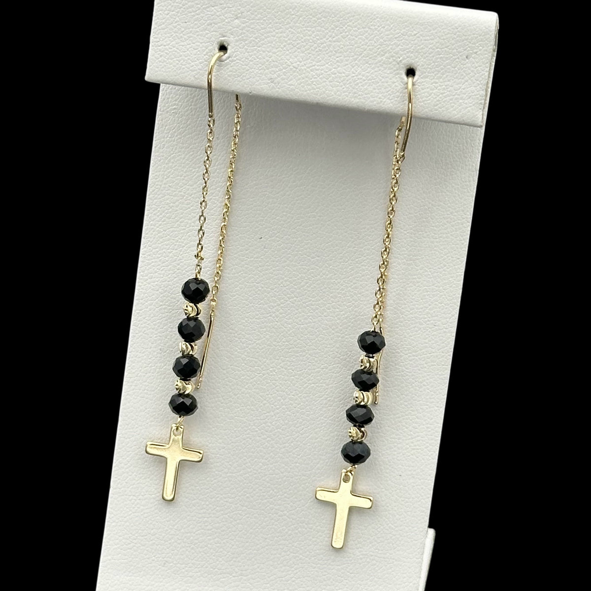Cercei Onyx Cross Placați cu Aur 18K