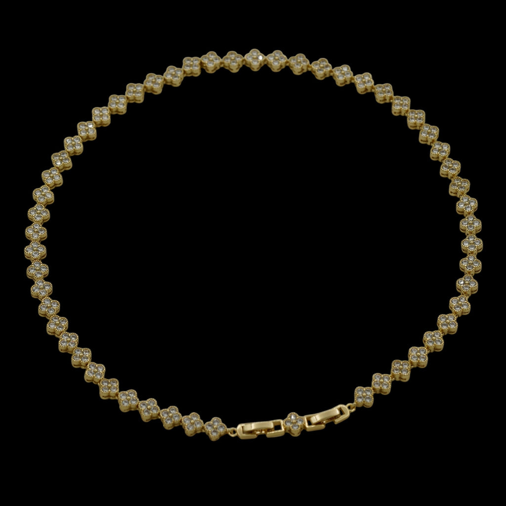 Colier Tennis Trifoi Placat cu Aur 18K