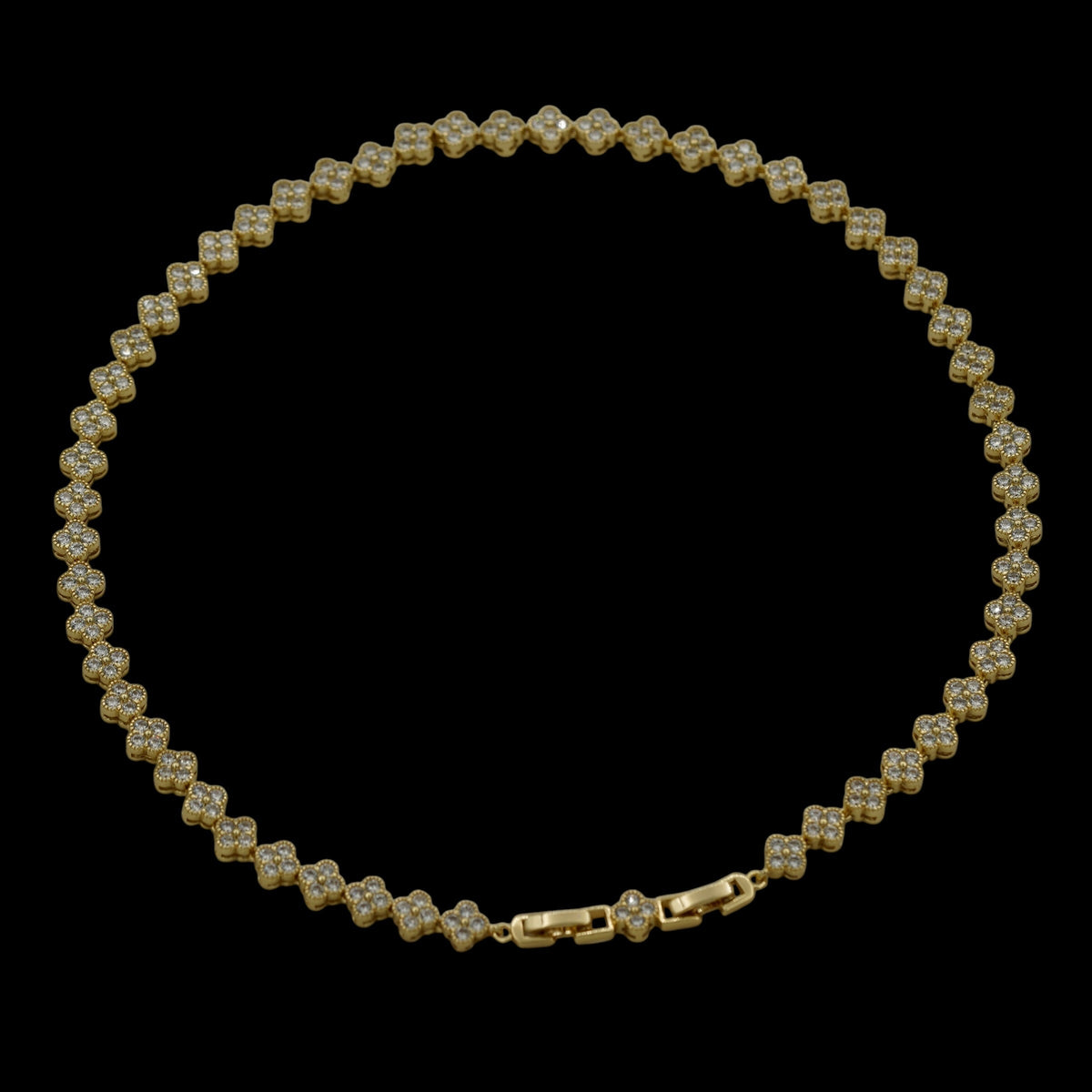 Colier Tennis Trifoi Placat cu Aur 18K