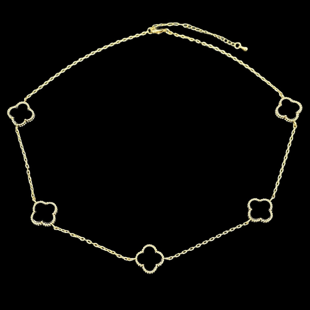 Colier Trifoi Auriu cu Negru Placat cu Aur 18K