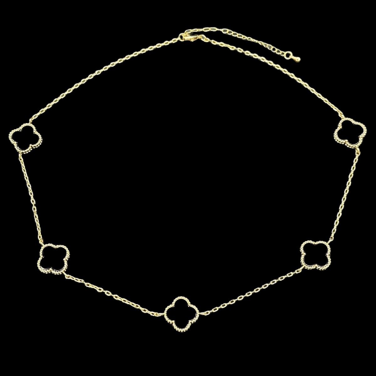 Colier Trifoi Auriu cu Negru Placat cu Aur 18K