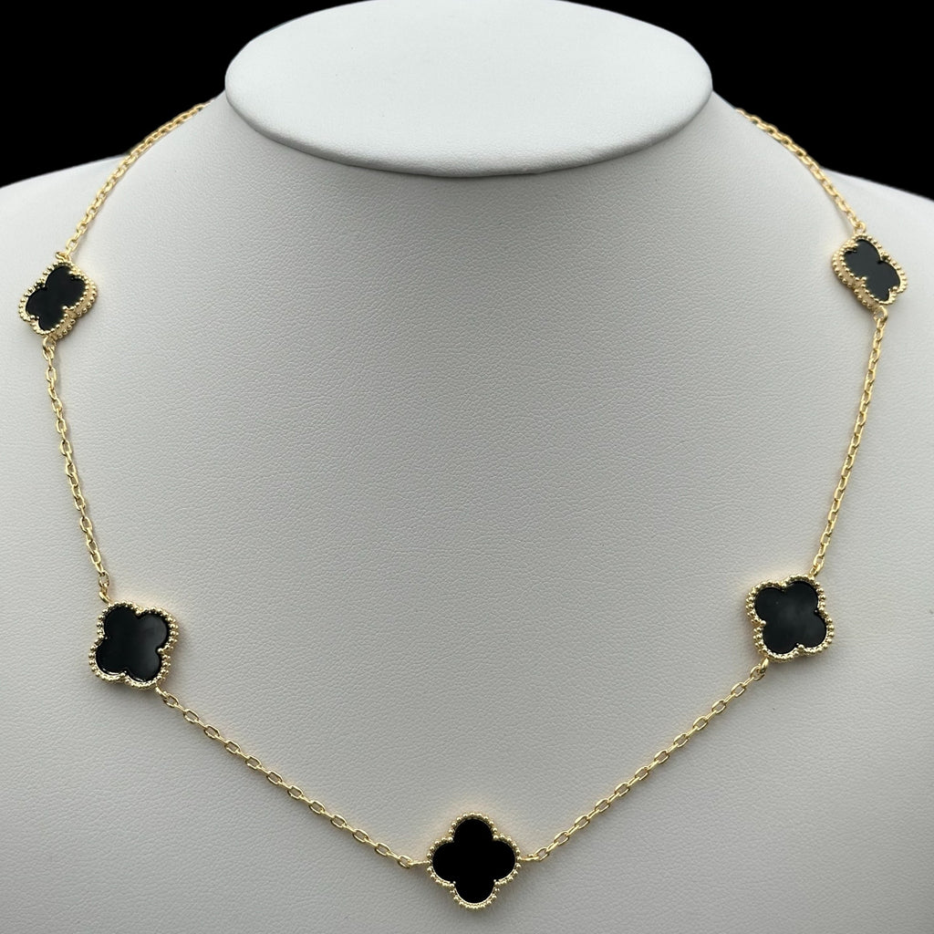 Colier Trifoi Auriu cu Negru Placat cu Aur 18K