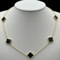 Colier Trifoi Auriu cu Negru Placat cu Aur 18K