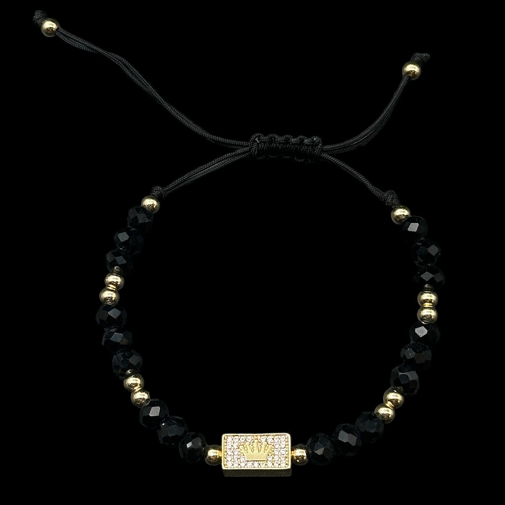 Brățară reglabilă Royal Black Placată cu Aur 18K