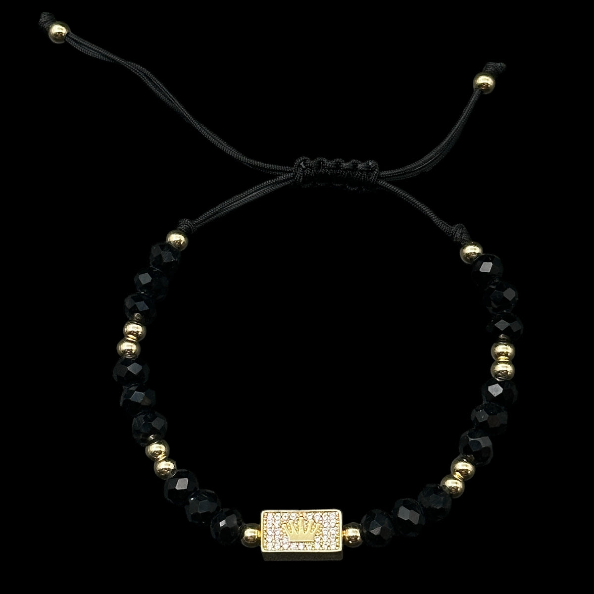 Brățară reglabilă Royal Black Placată cu Aur 18K