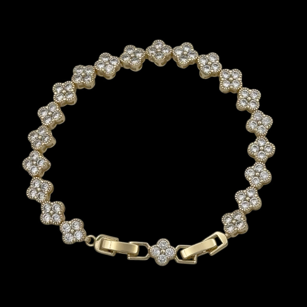 Bratara Tennis Trifoi Placata cu Aur 18K