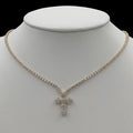 Colier Tennis Cross Placat cu Aur 18K