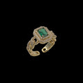 Inel reglabil Majestic Green Placat cu Aur 18K