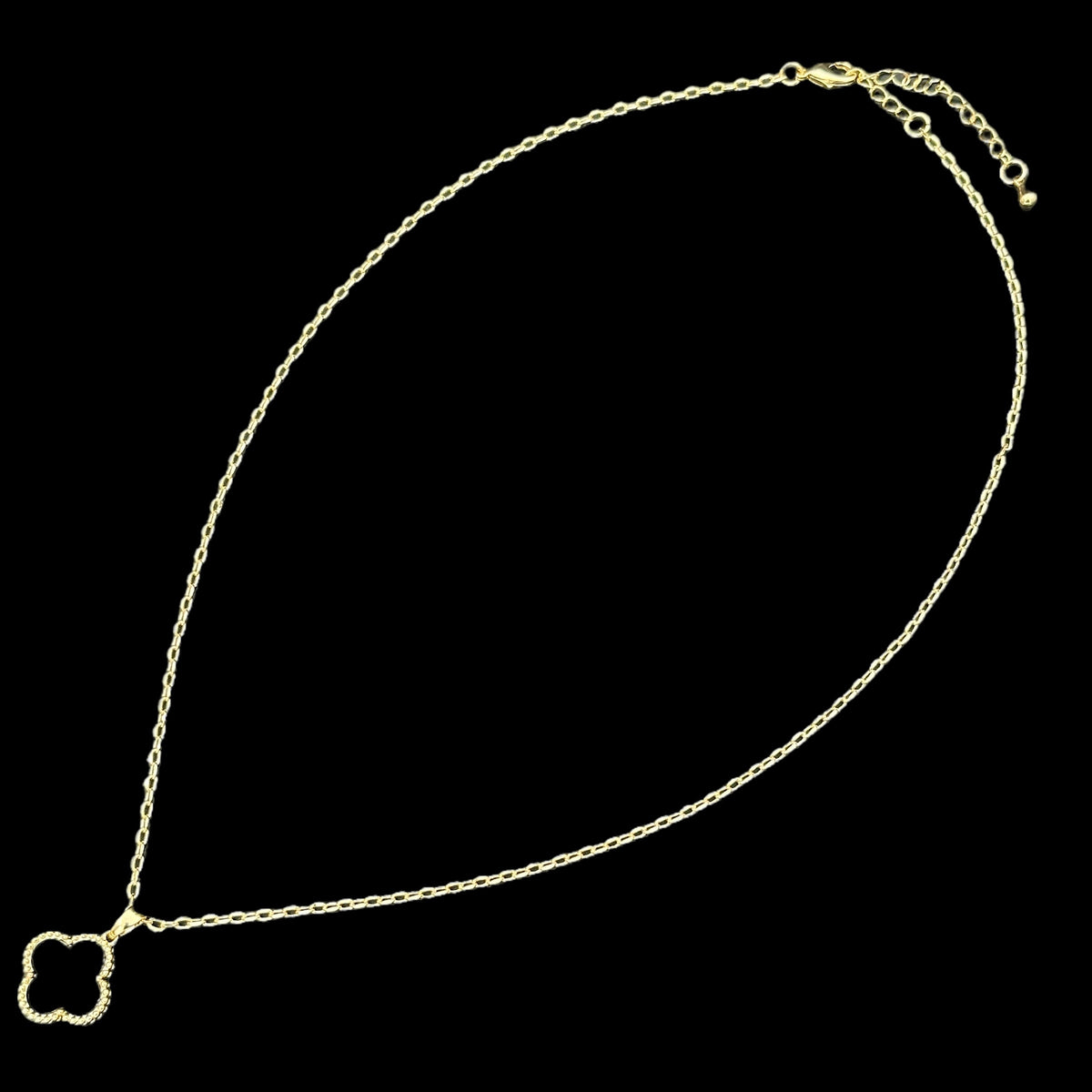 Lantisor Trifoi Auriu cu Negru Placat cu Aur 18K