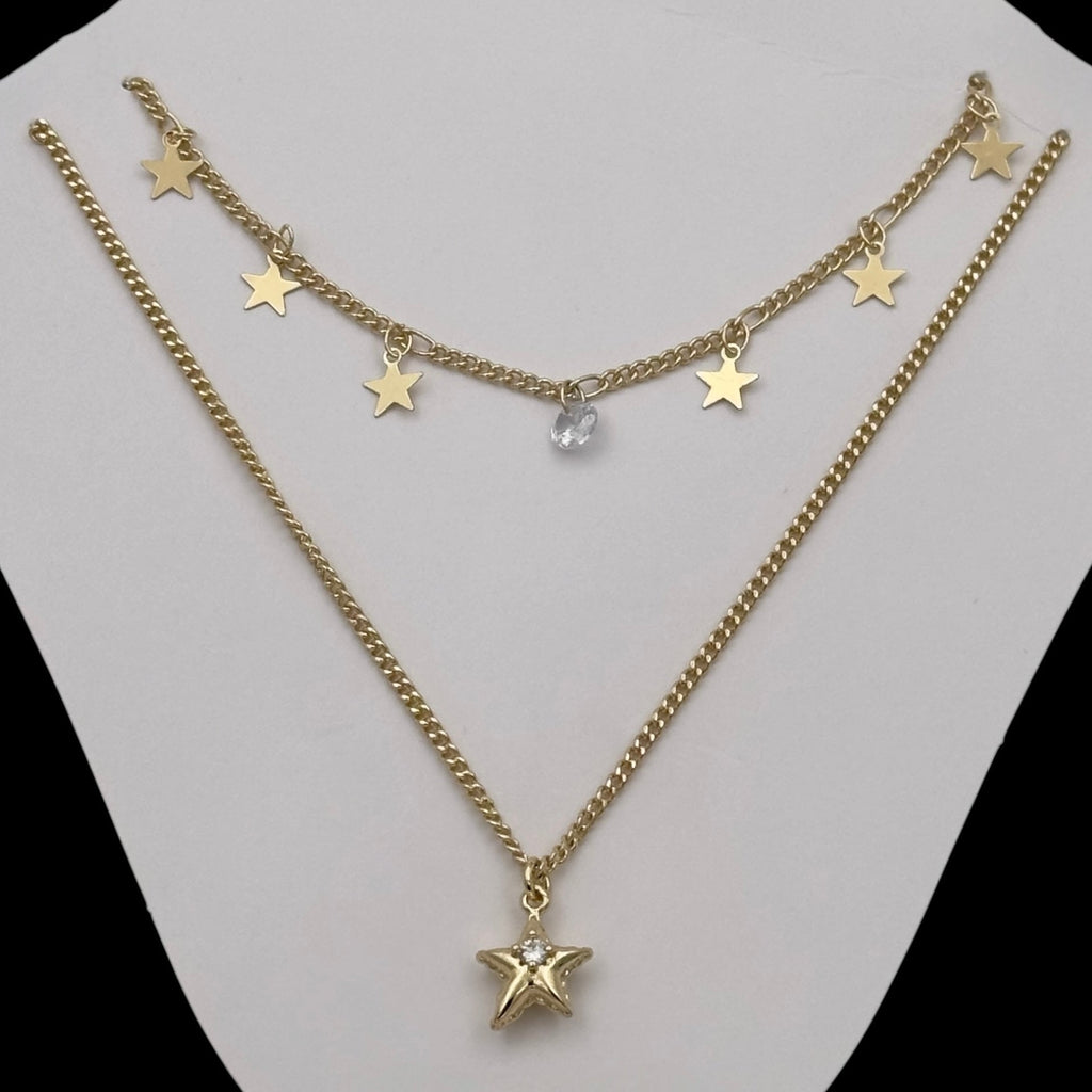 Colier Duo Stars Placat cu Aur 18K
