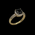 Inel Diamond Black Placat cu Aur 18K