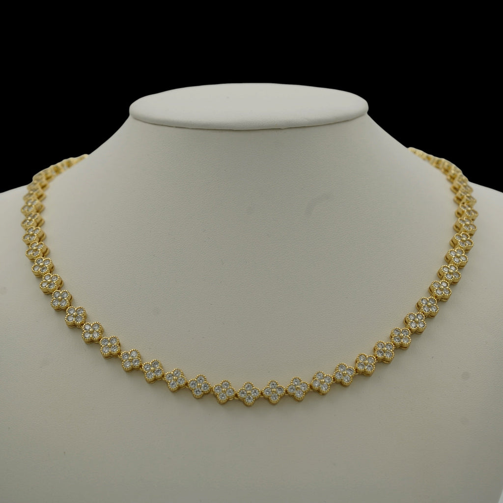 Colier Tennis Trifoi Placat cu Aur 18K