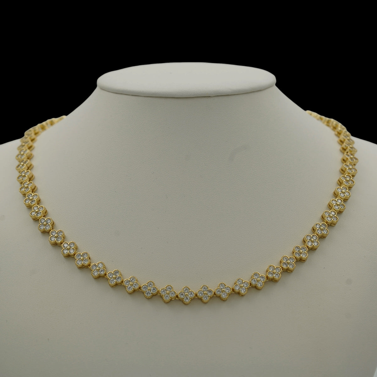 Colier Tennis Trifoi Placat cu Aur 18K