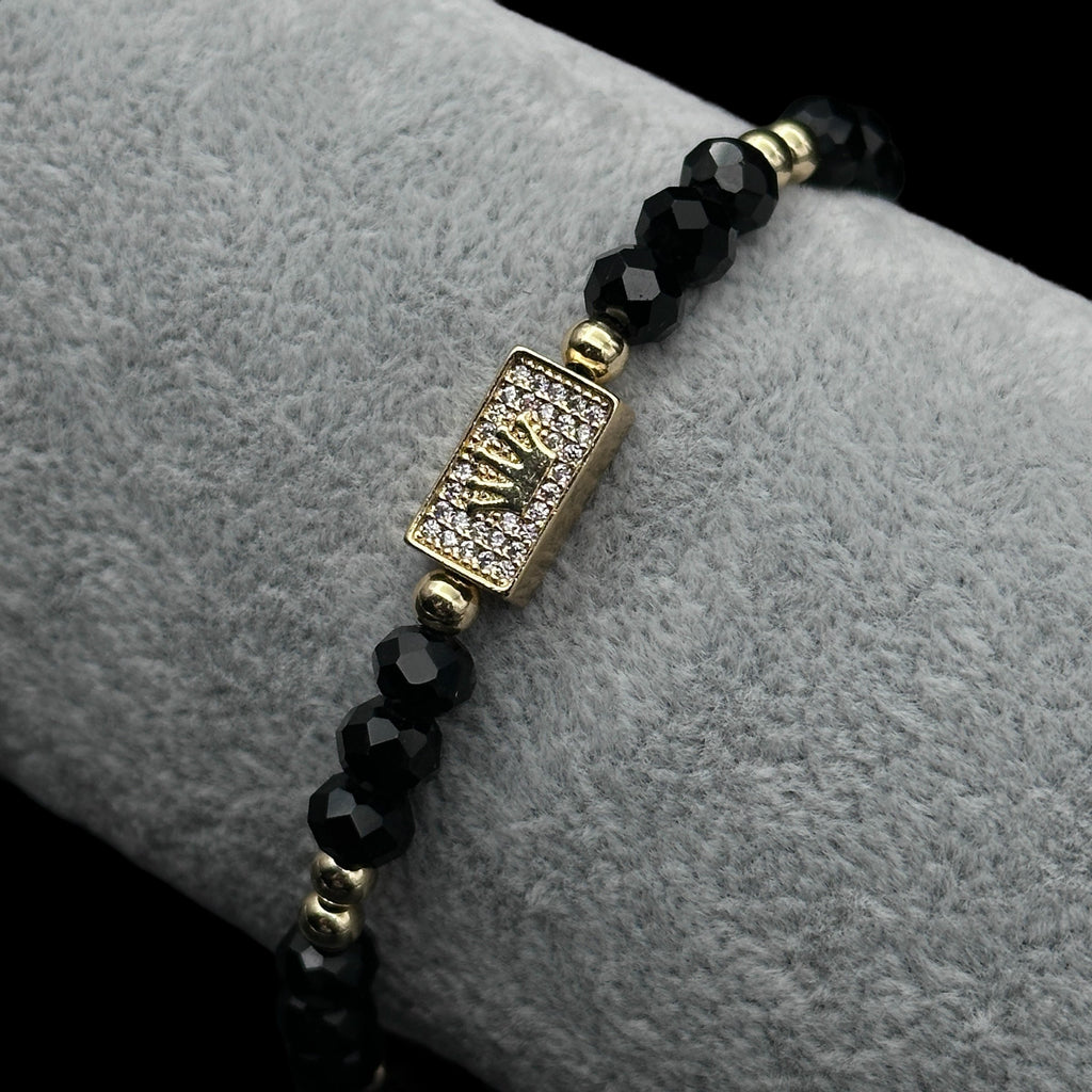 Brățară reglabilă Royal Black Placată cu Aur 18K