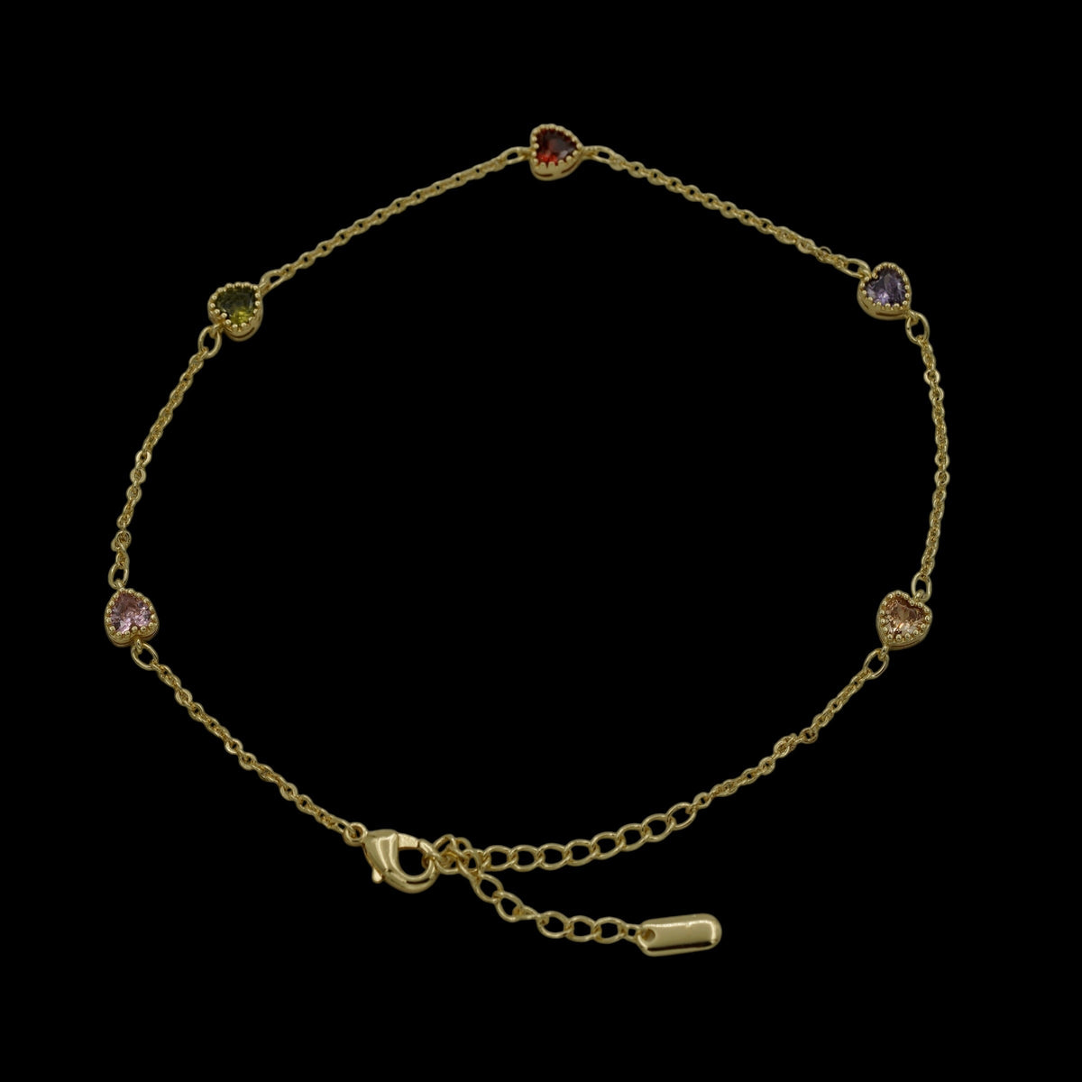 Bratara de picior Hearts Multicolor Placata cu Aur 18K