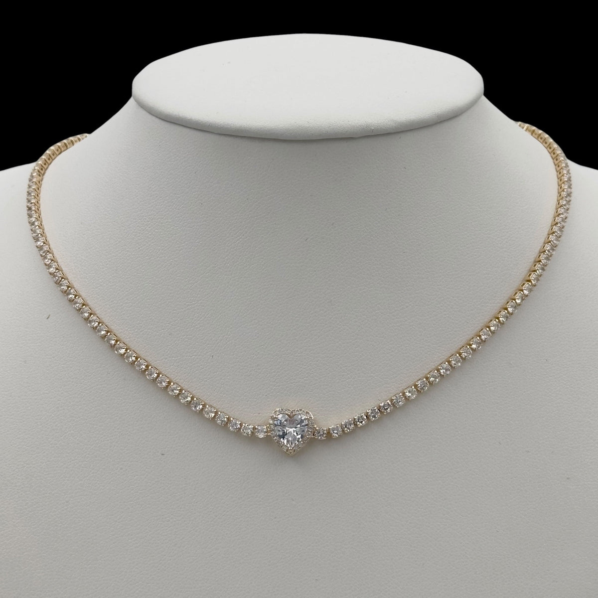 Colier Tennis Heart Placat cu Aur 18K