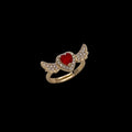 Inel reglabil Angel Wings Red Placat cu Aur 18K