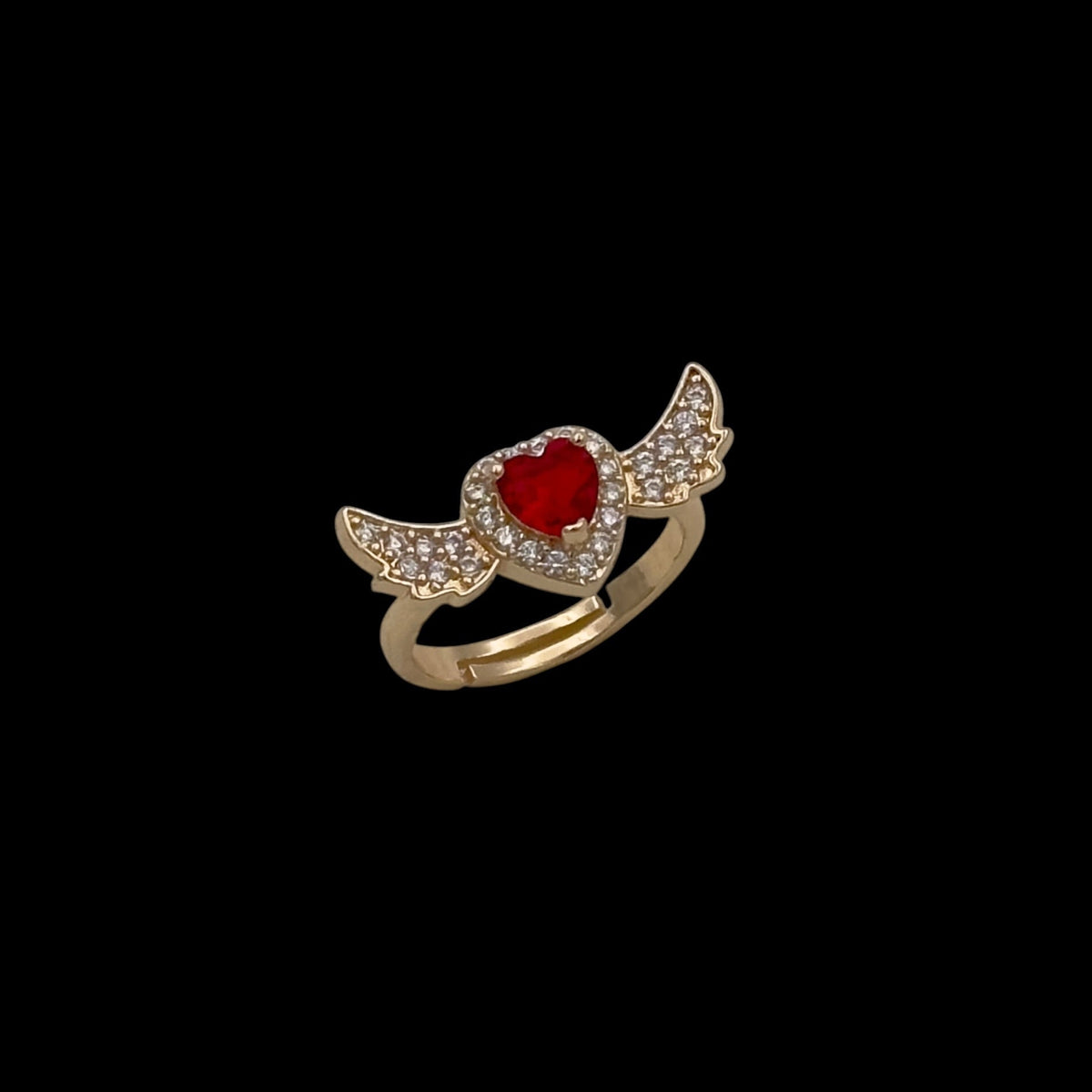 Inel reglabil Angel Wings Red Placat cu Aur 18K