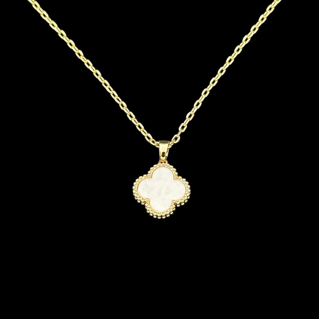 Lantisor Trifoi Auriu cu Alb Placat cu Aur 18K