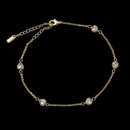 Bratara de picior Hearts Placata cu Aur 18K