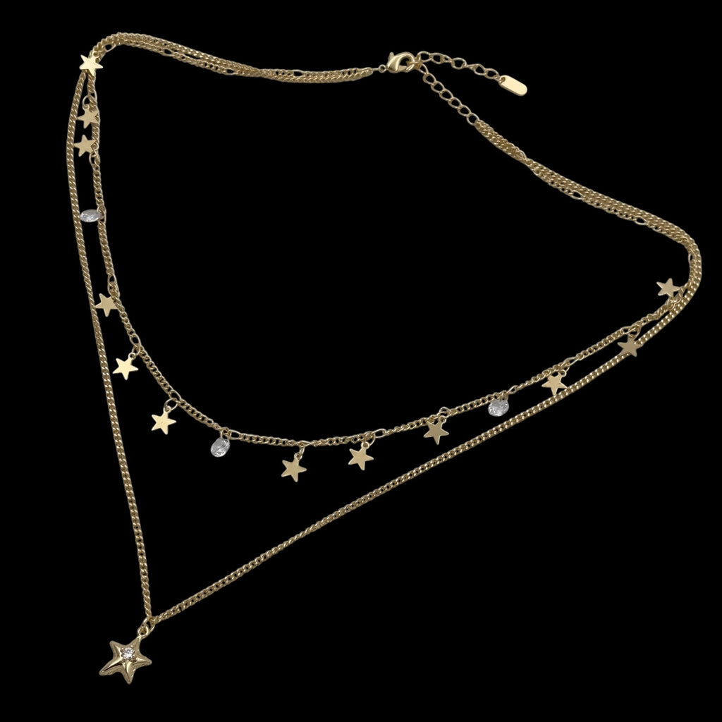 Colier Duo Stars Placat cu Aur 18K