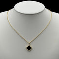 Lantisor Trifoi Auriu cu Negru Placat cu Aur 18K