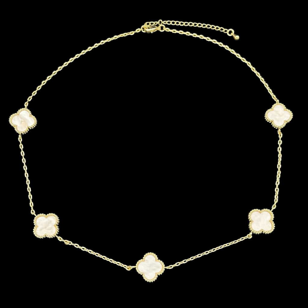 Colier Trifoi Auriu cu Alb Placat cu Aur 18K