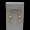 Cercei Triple Heart Placati cu Aur 18K