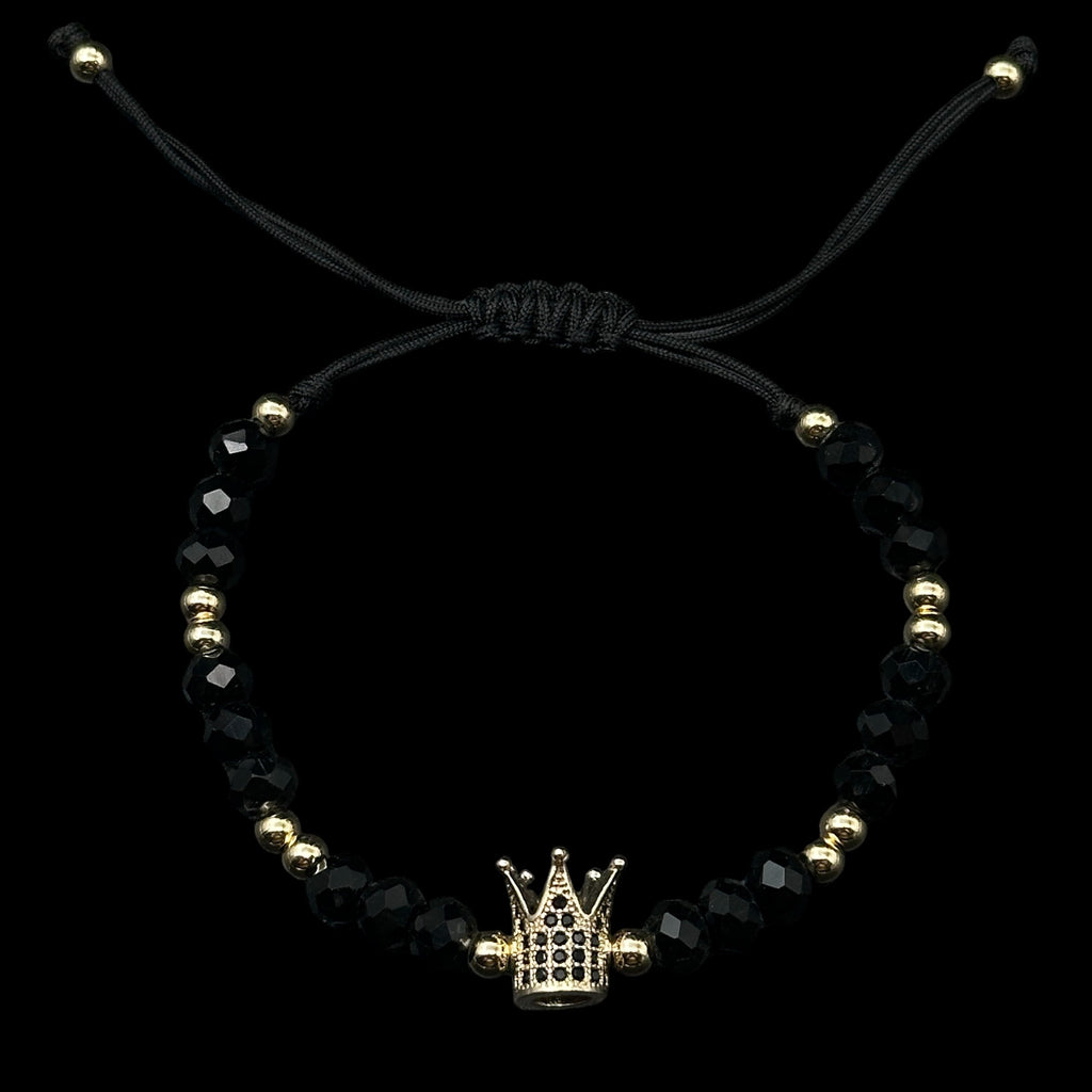 Brățară reglabilă Crown Black Placată cu Aur 18K