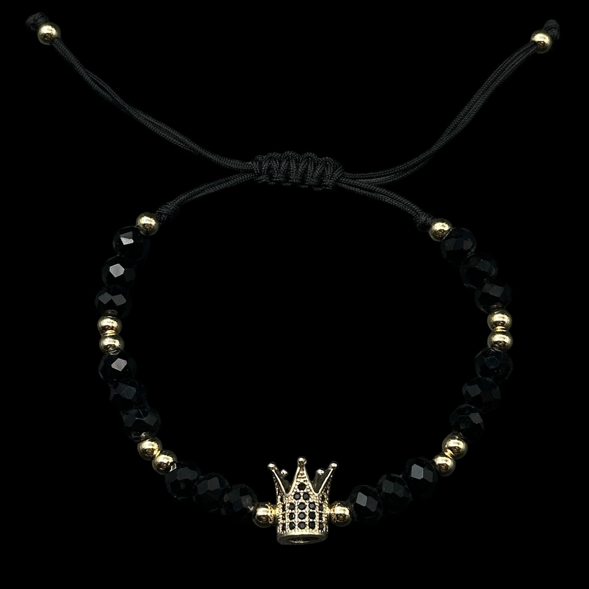 Brățară reglabilă Crown Black Placată cu Aur 18K