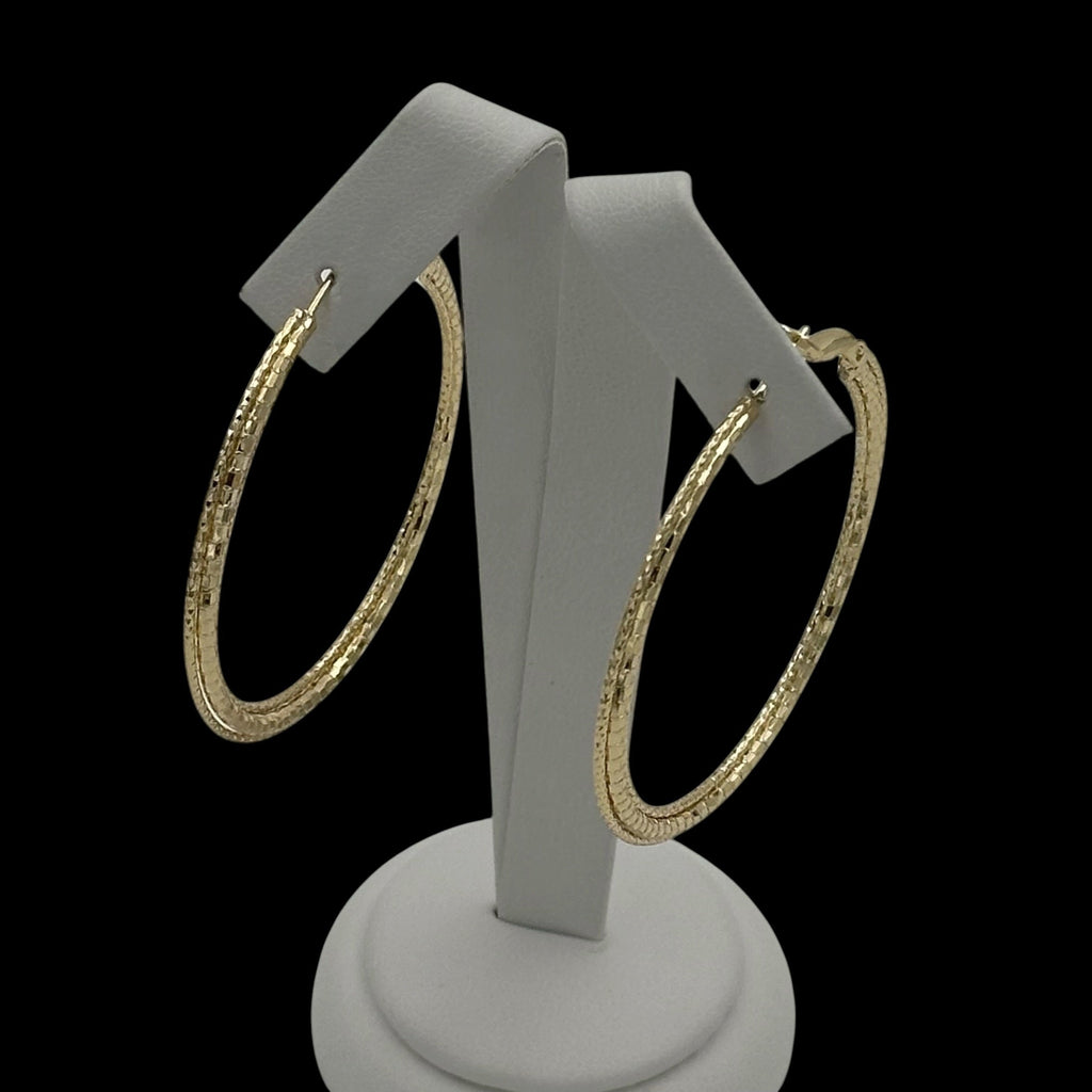 Cercei Circle Texture Placati cu Aur 18K
