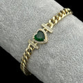 Brățară Heart Green Placată cu Aur 18K