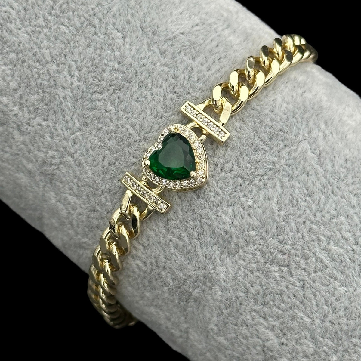 Brățară Heart Green Placată cu Aur 18K