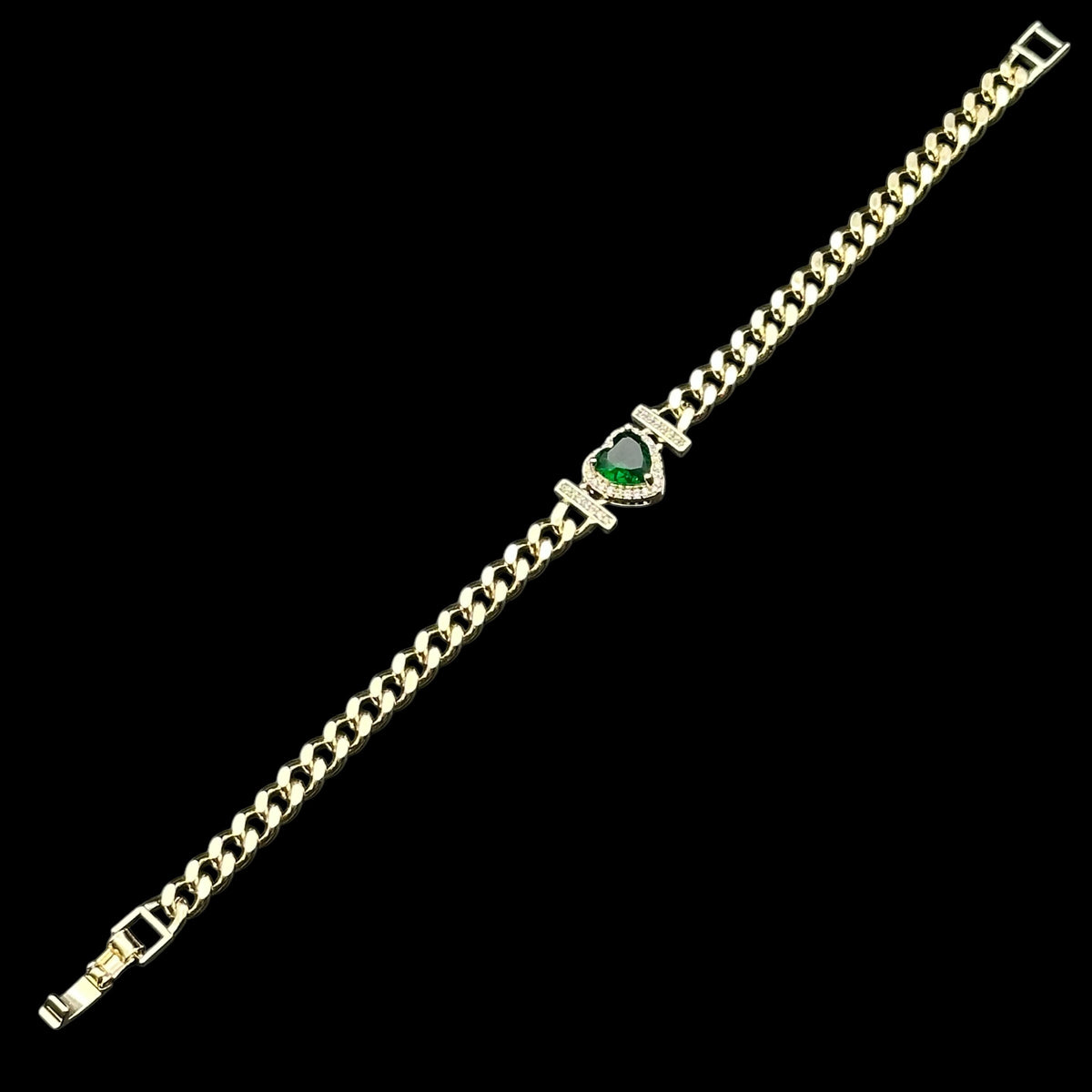 Brățară Heart Green Placată cu Aur 18K