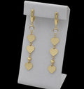 Cercei Long Triple Heart Placati cu Aur 18K