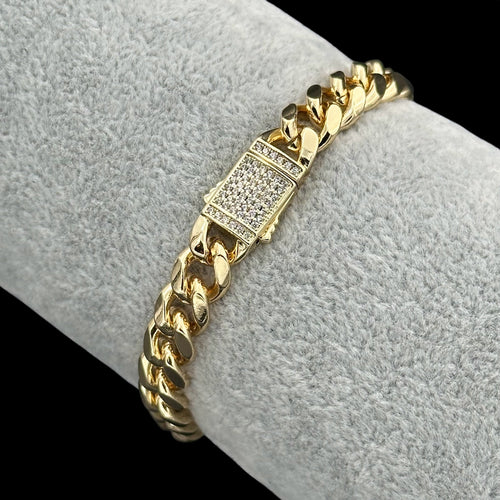 Brățară Cuban 8mm Placată cu Aur 18K