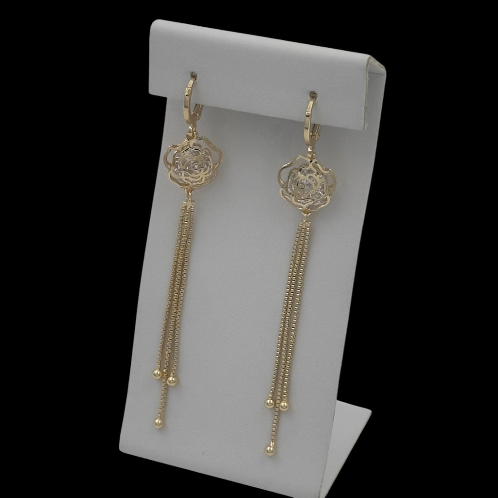Cercei Long Rose Placati cu Aur 18K
