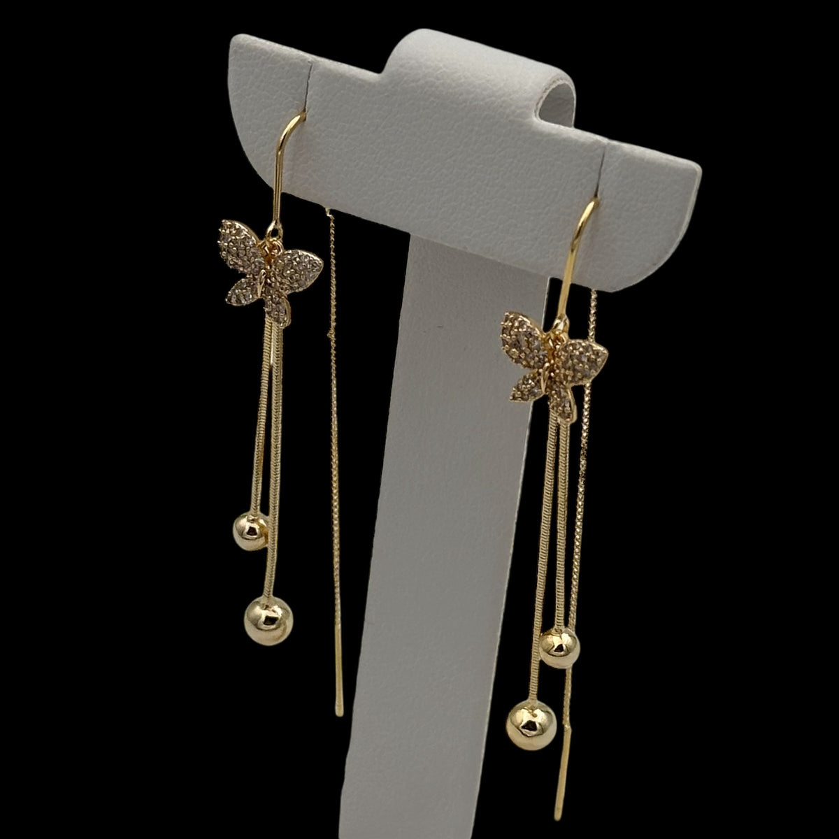 Cercei Long Butterfly Placați cu Aur 18K
