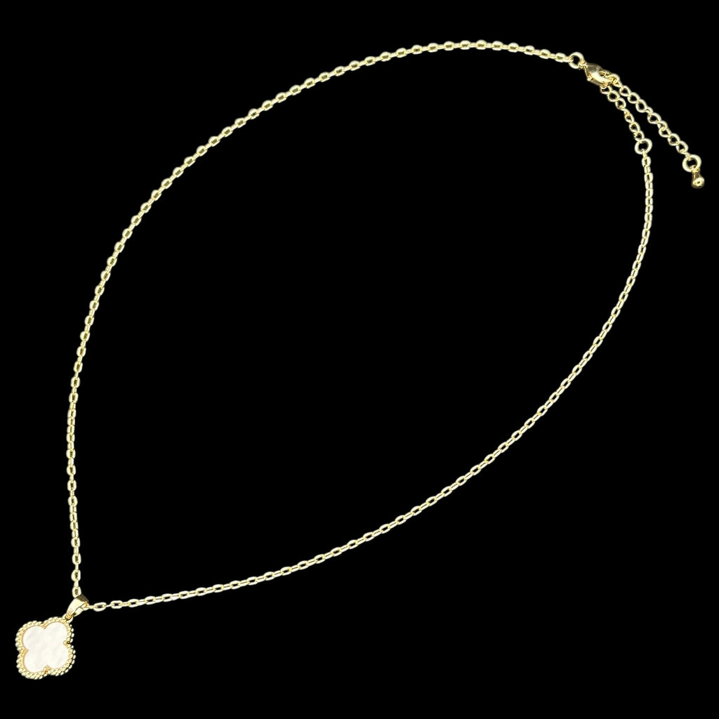 Lantisor Trifoi Auriu cu Alb Placat cu Aur 18K