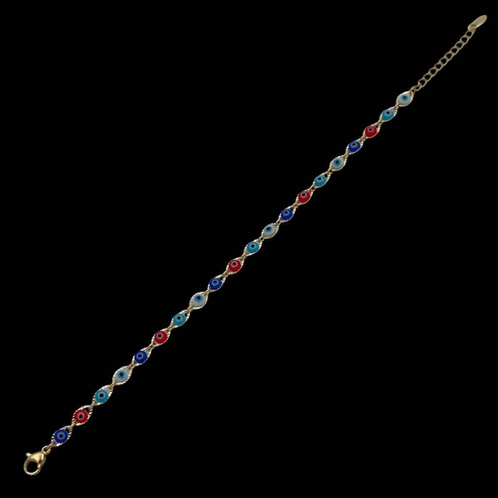 Bratara Evil Eye Multicolor Placata cu Aur 18K