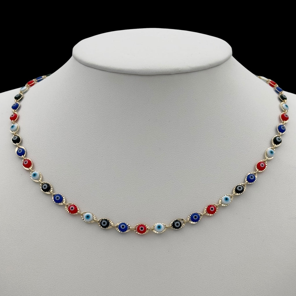Colier Evil Eye Multicolor Placat cu Aur 18K