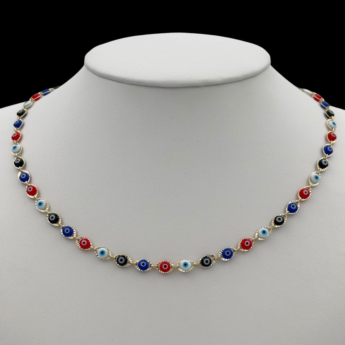 Colier Evil Eye Multicolor Placat cu Aur 18K