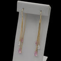 Cercei Crystal Rain Pink Placați cu Aur 18K