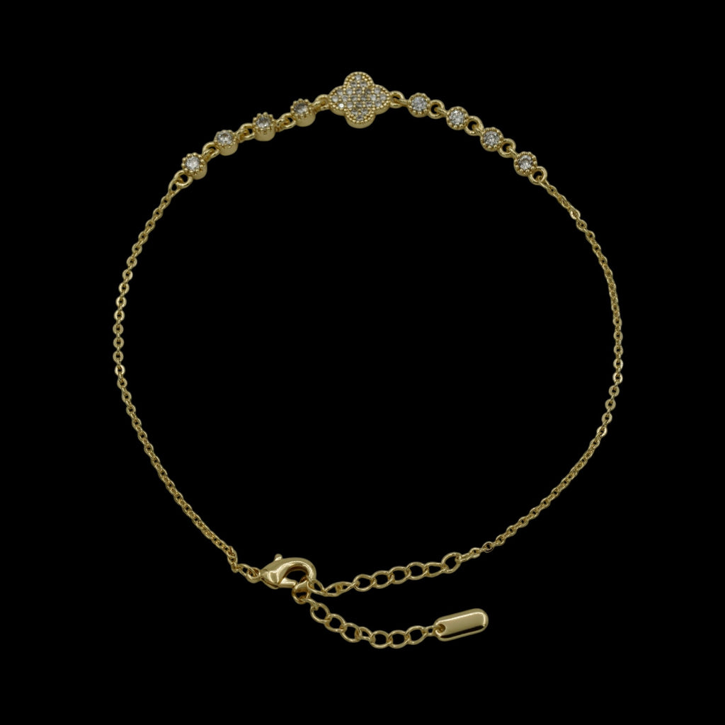 Bratara de picior Trifoi Placata cu Aur 18K