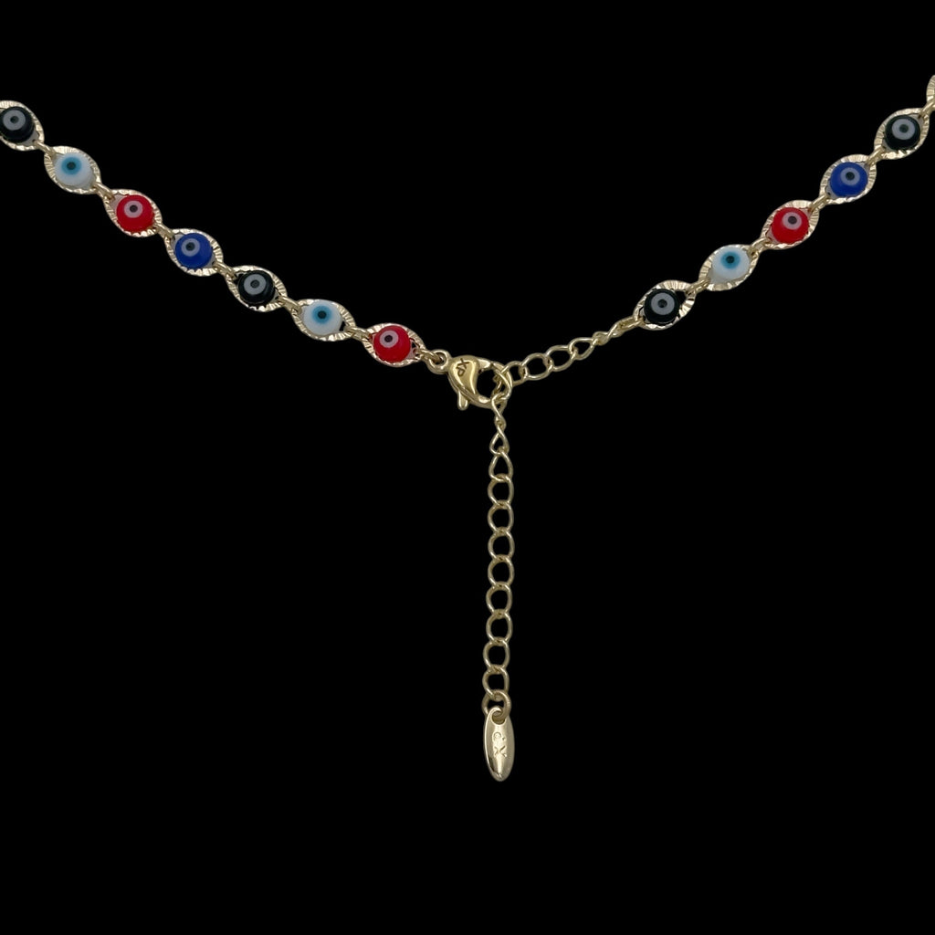 Colier Evil Eye Multicolor Placat cu Aur 18K